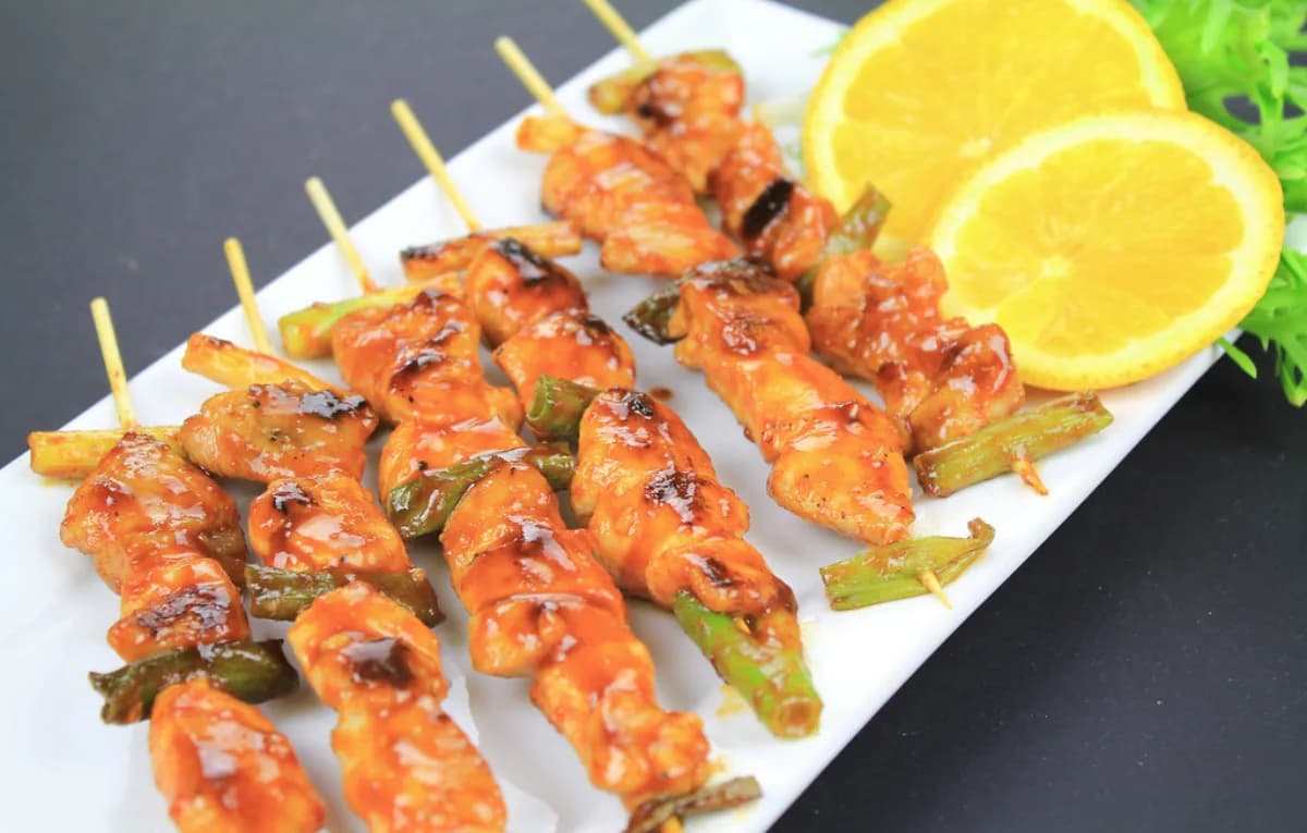 Brochetas de pollo en freidora de aire
